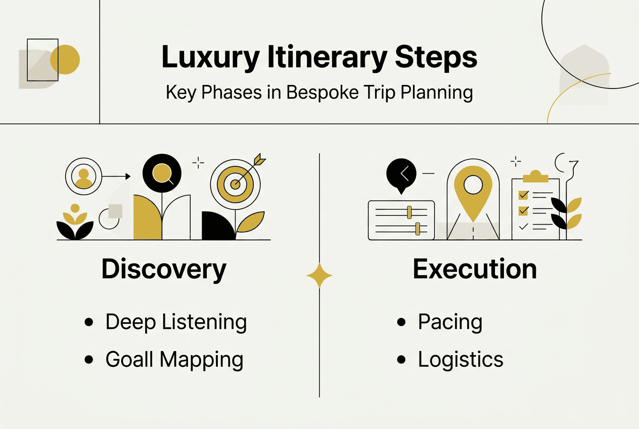 Infographic outlining luxury travel planning steps