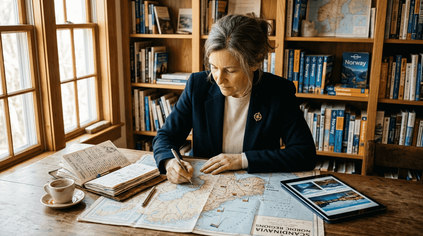 Traveler planning exclusive destinations with map