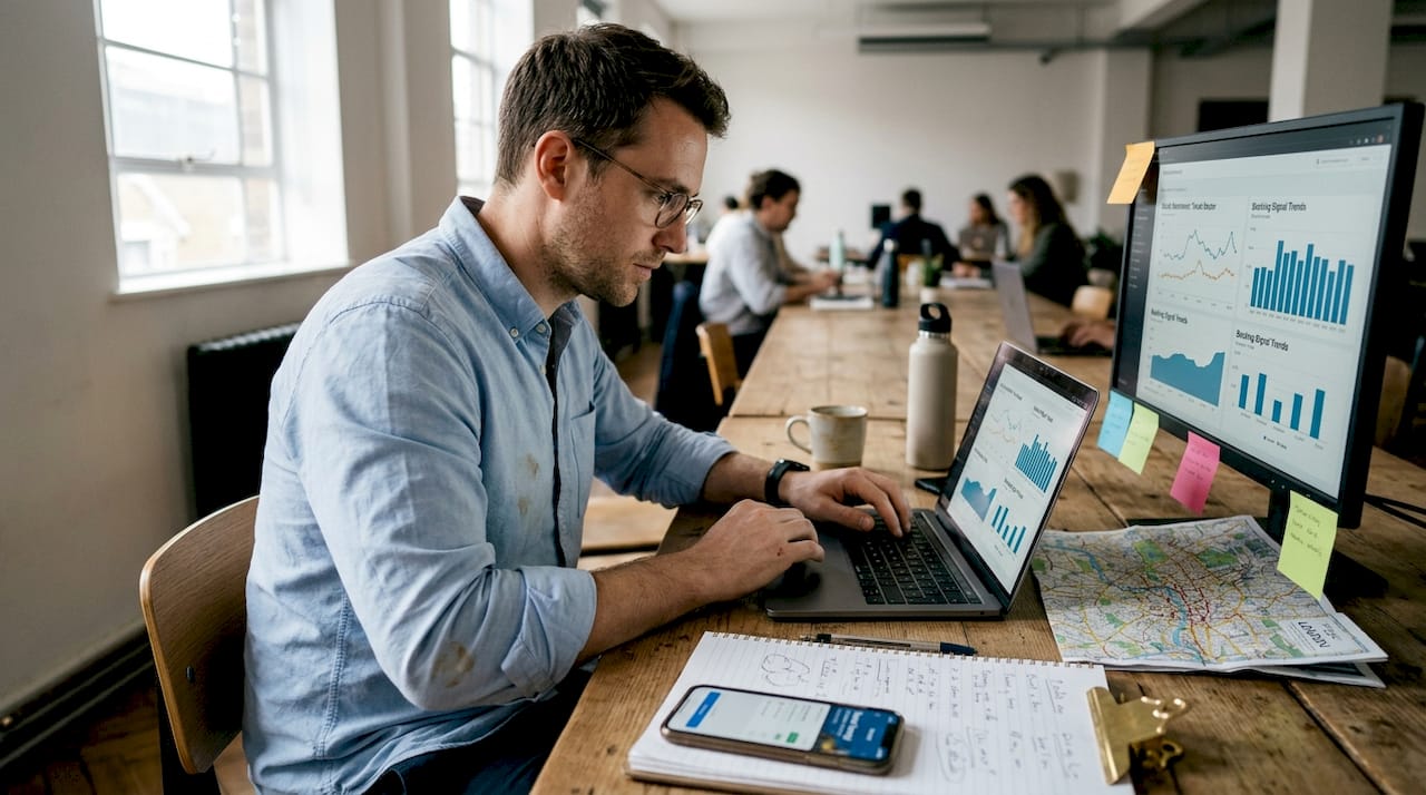 Data analyst examining travel trend data