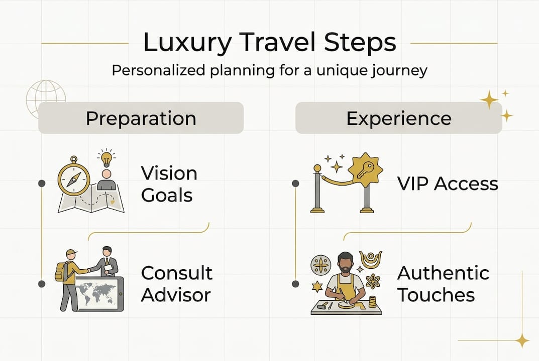 Infographic showing luxury travel planning steps