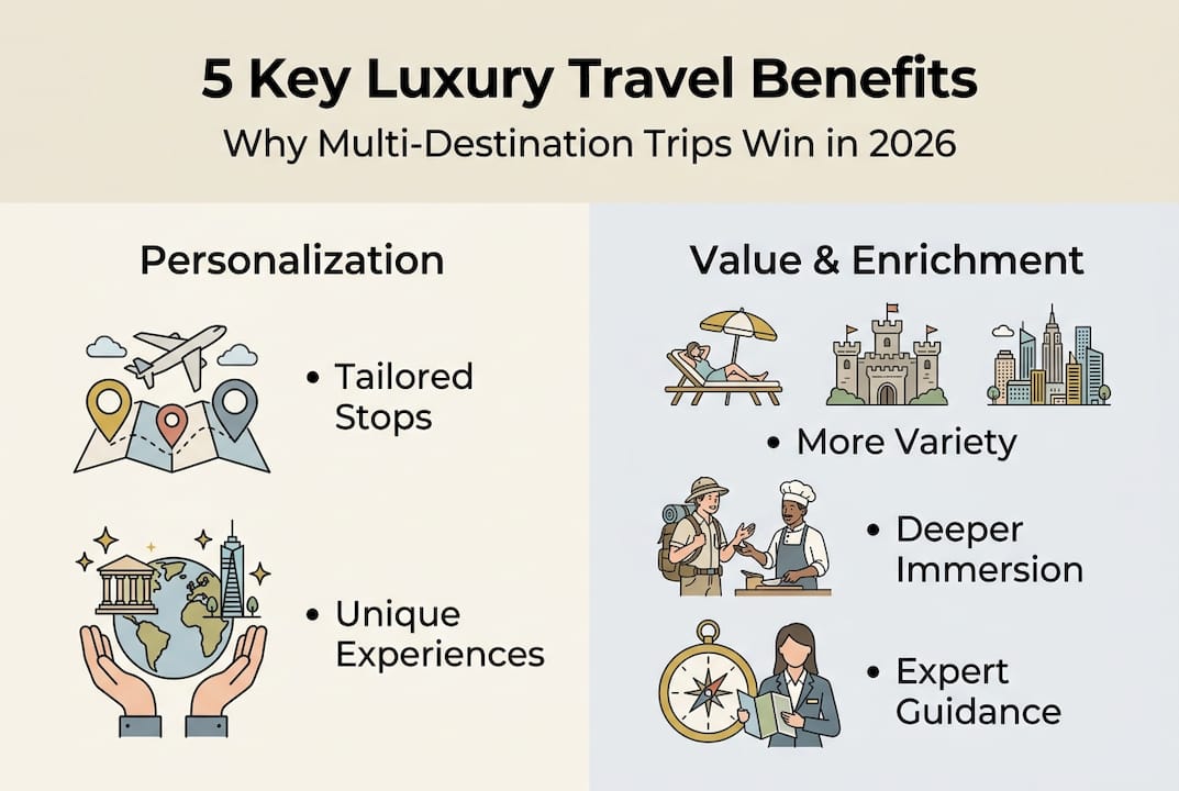 Infographic summarizing luxury travel benefits