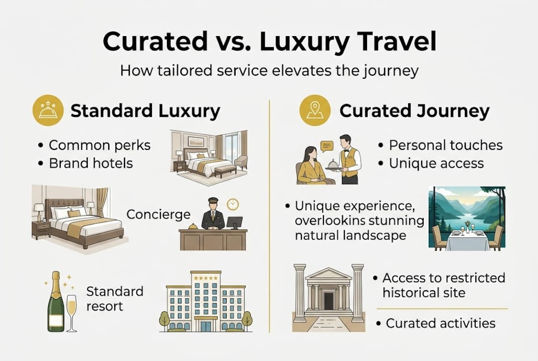Infographic comparing curated and luxury travel