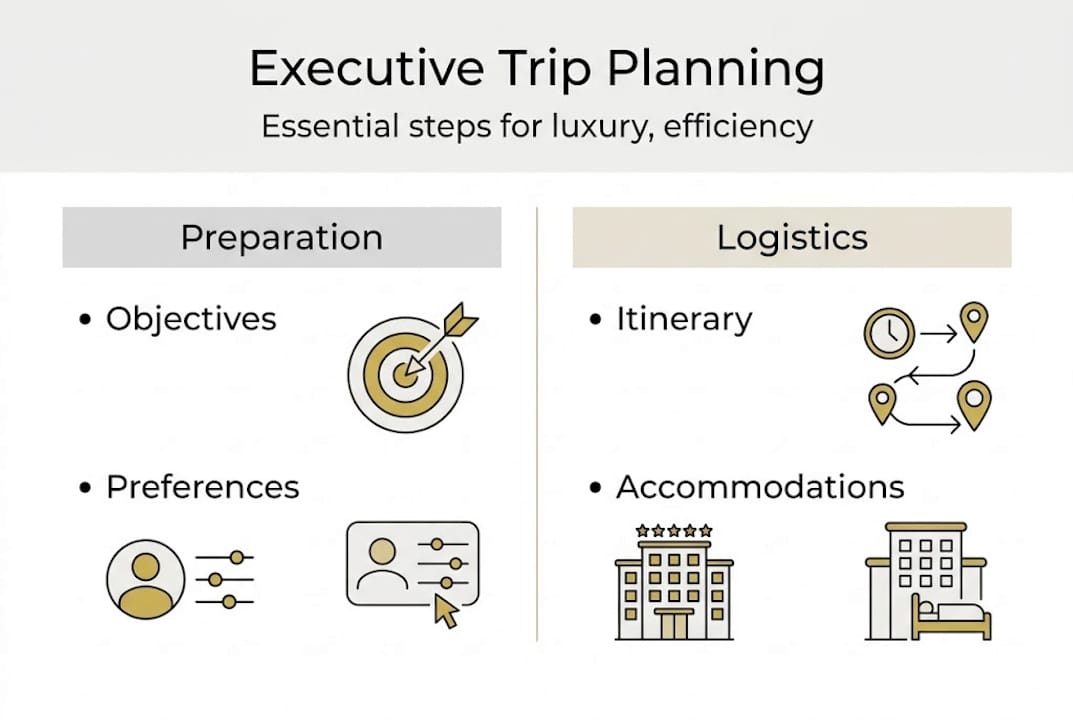 Infographic on luxury executive trip planning steps