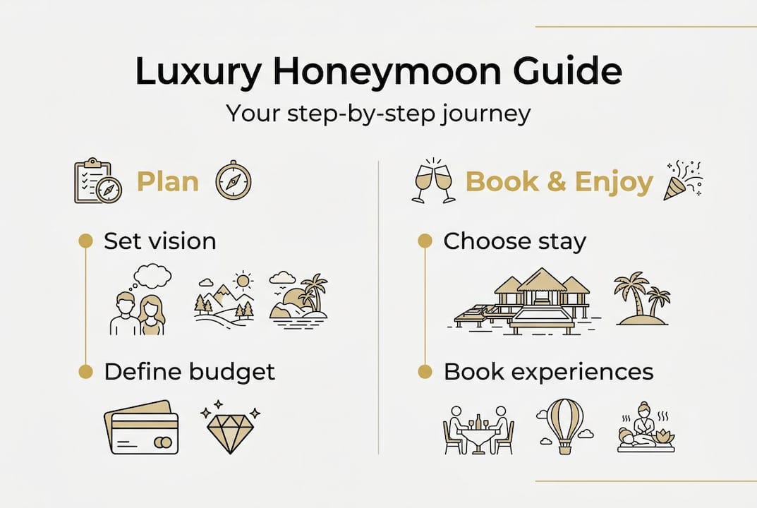 Infographic showing luxury honeymoon planning steps