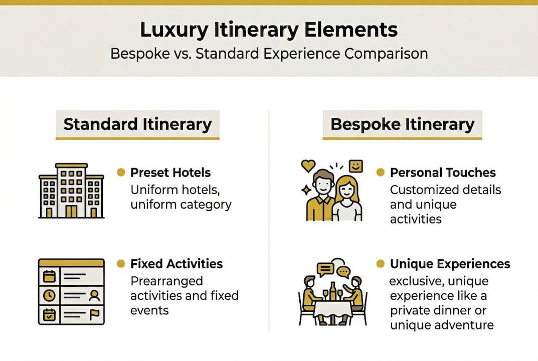 Infographic comparing bespoke and standard itineraries