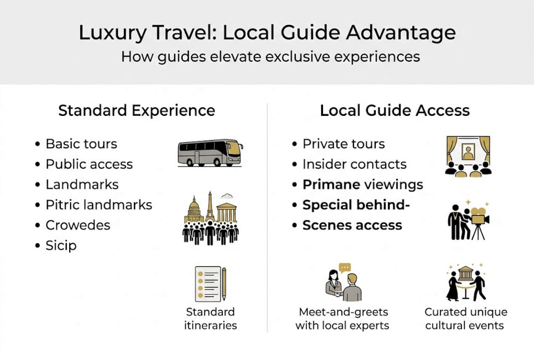 Infographic comparing standard versus guide-led luxury travel