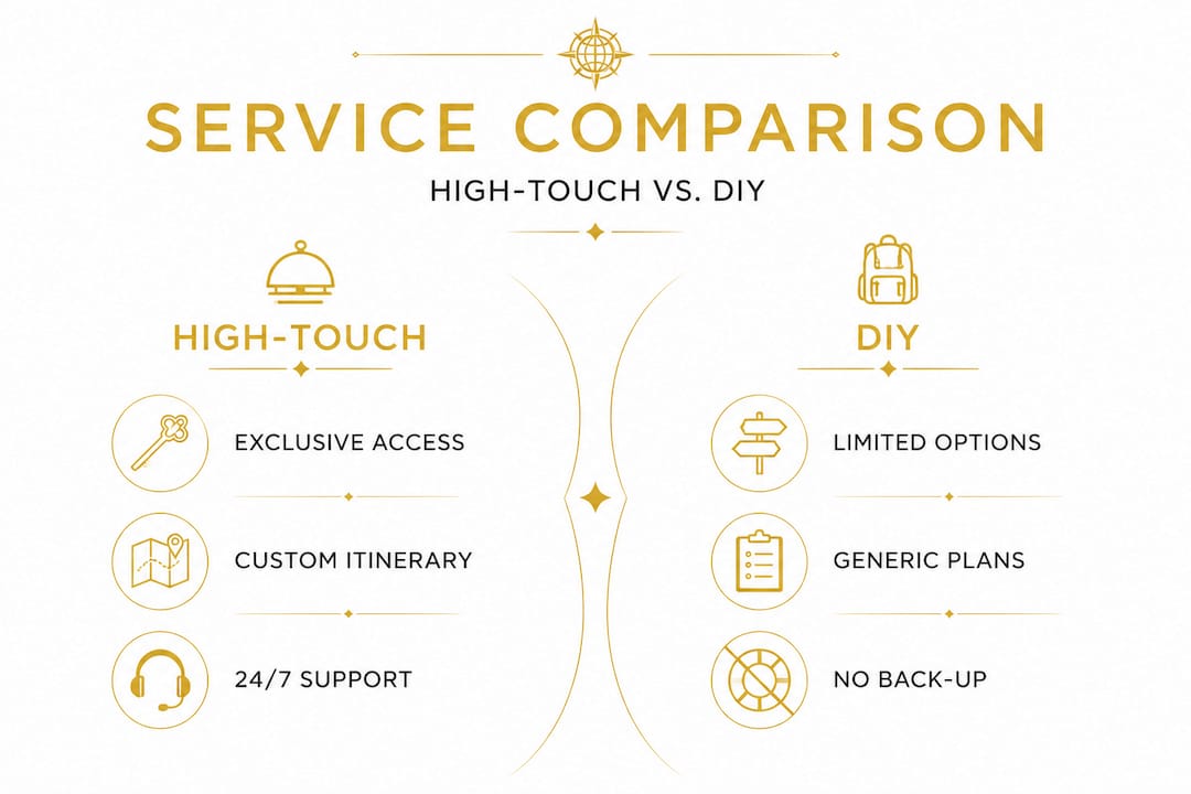 Infographic comparing high-touch and DIY travel service