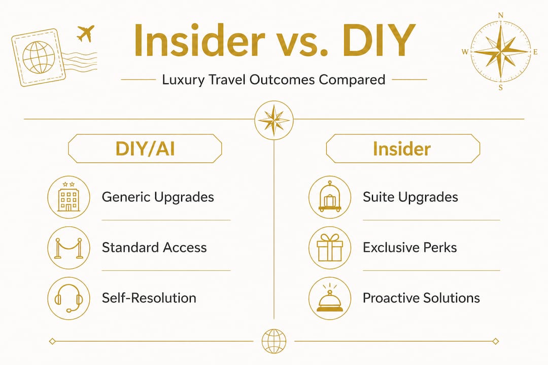 Infographic comparing insider versus DIY trip planning