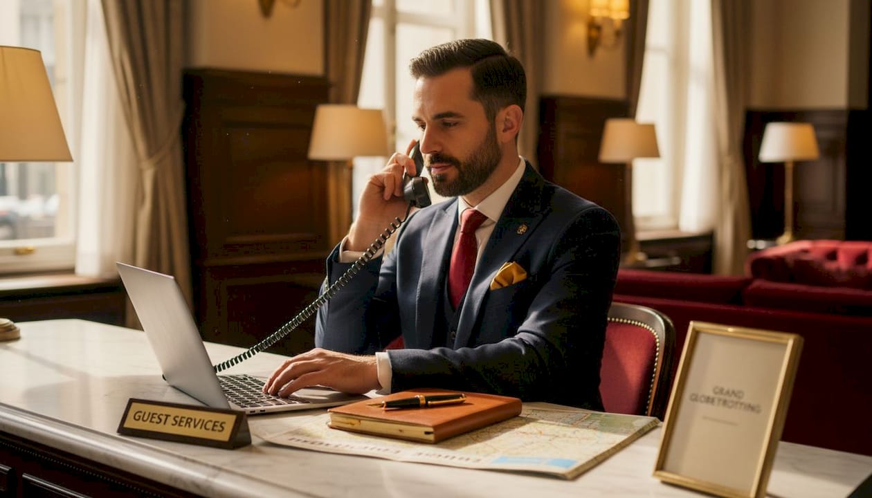 Hotel concierge managing exclusive reservations