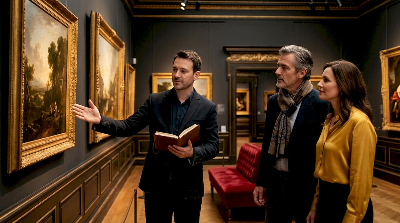 Couple enjoying exclusive private art tour