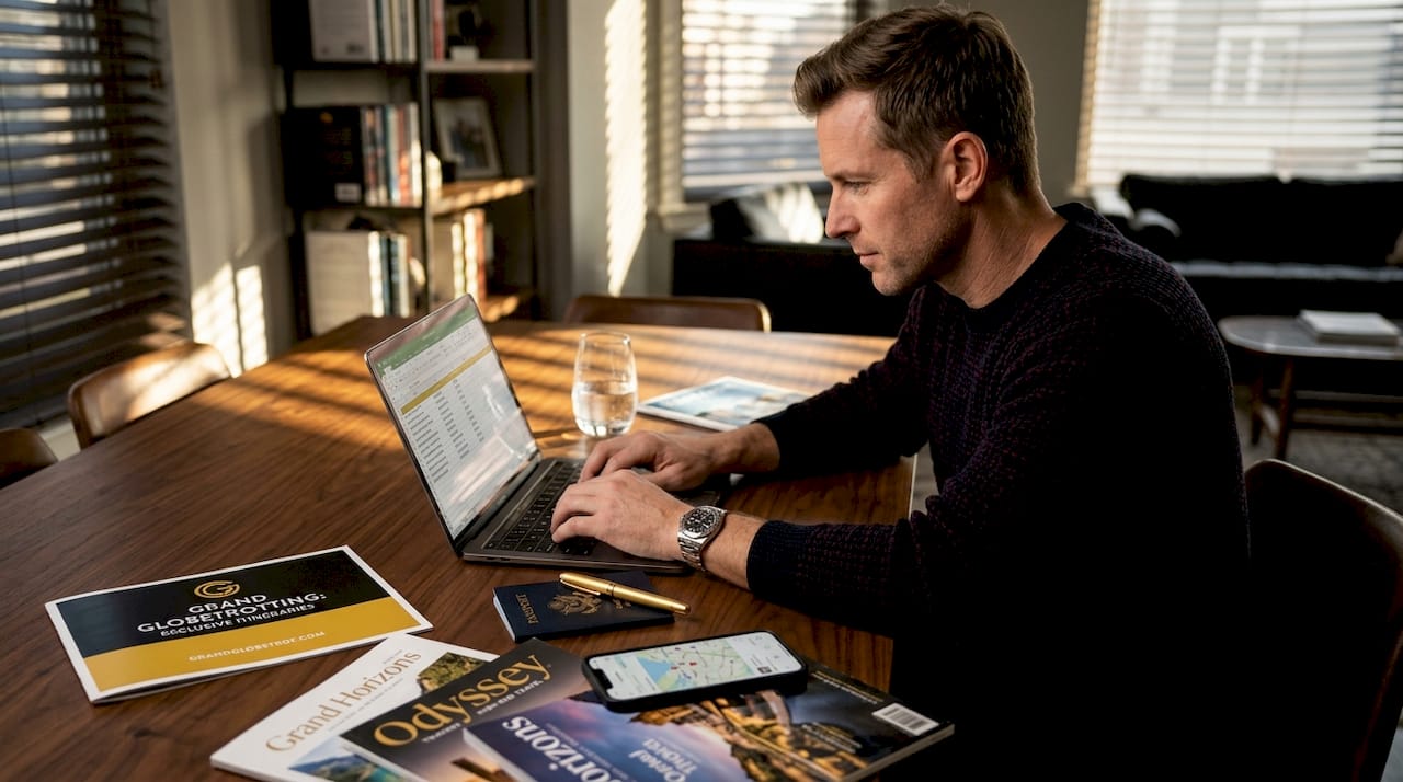 Man plans bespoke travel at dining table