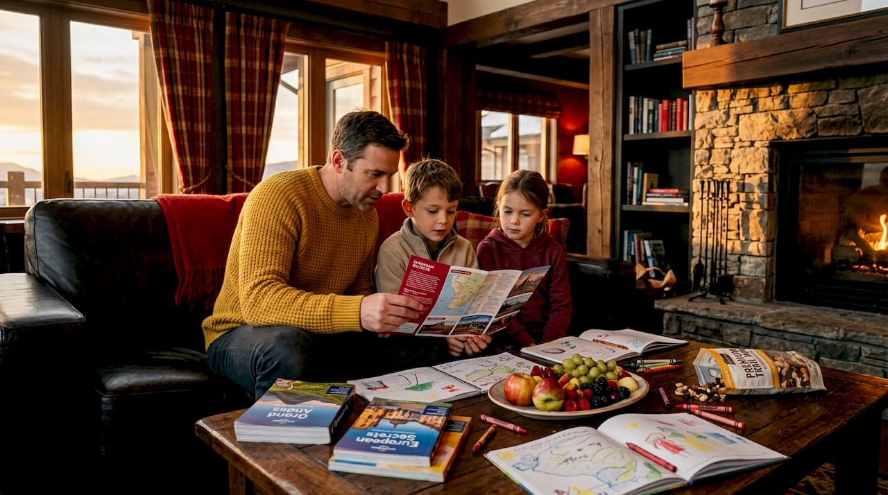 Family planning activities at resort lounge