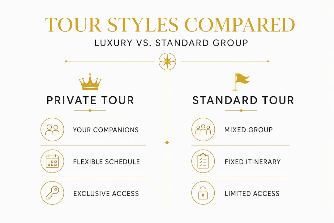 Infographic comparing private and standard group tours
