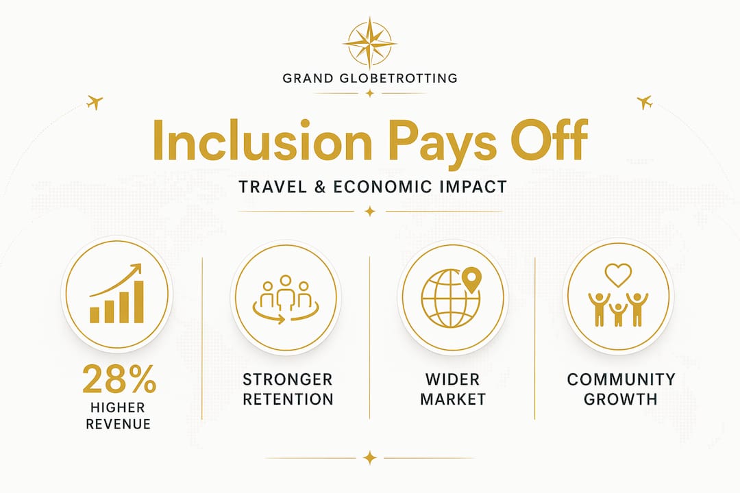Infographic showing benefits of inclusive travel with stats