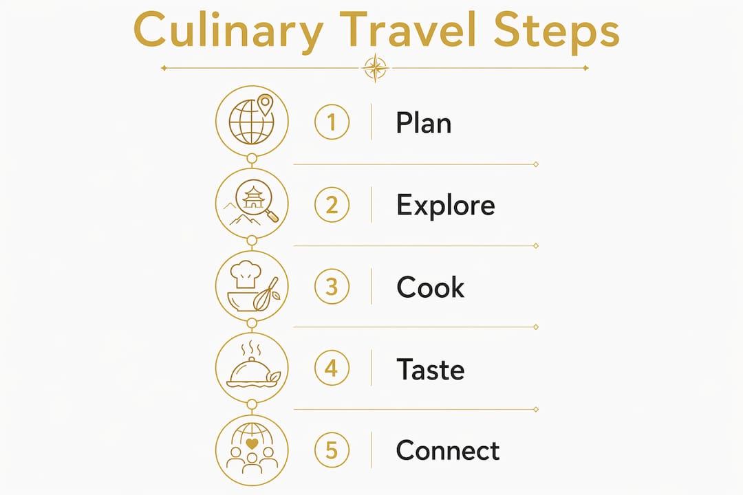 Infographic outlining culinary travel steps