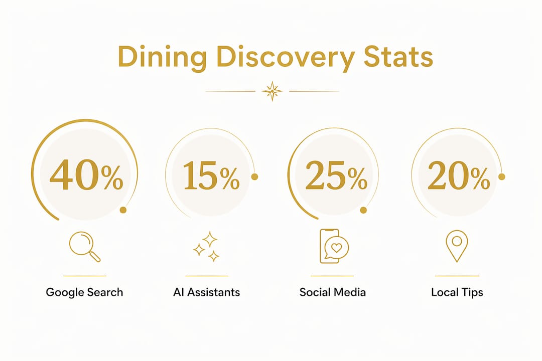 Infographic showing percentage breakdown of dining recommendation sources
