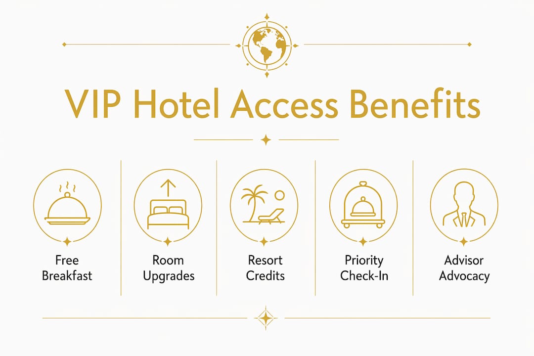 Infographic illustrating key VIP hotel access benefits
