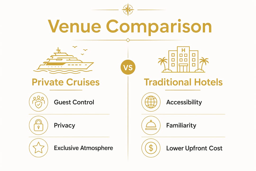 Infographic comparing private cruises and hotels