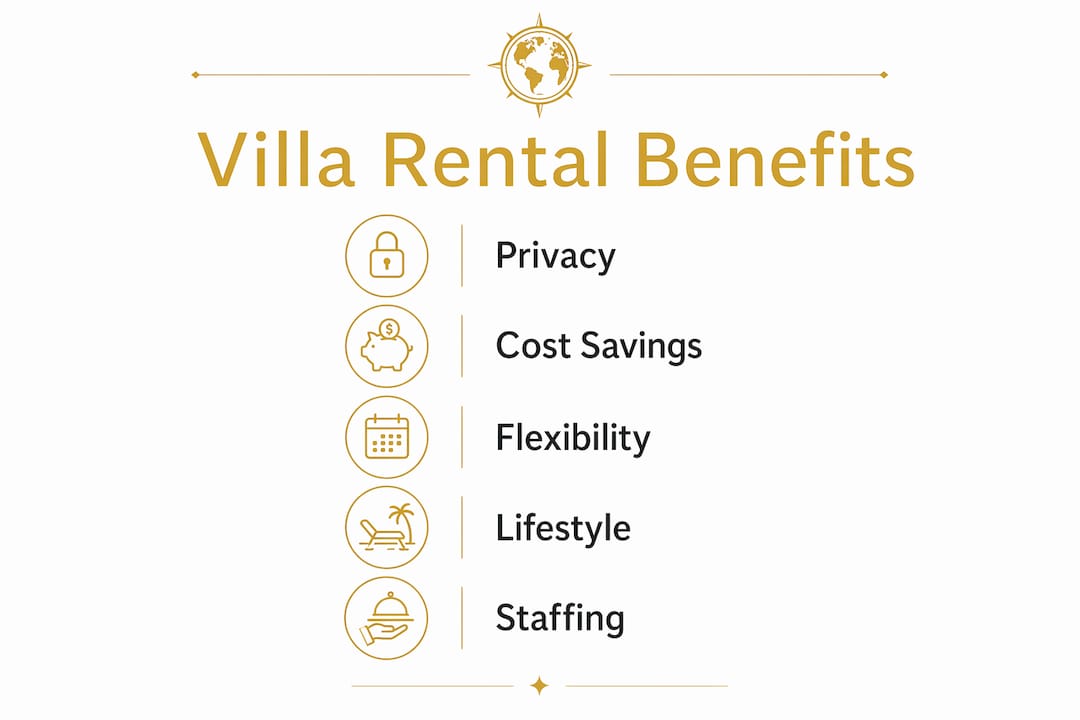 Infographic showing key benefits of private villa rentals