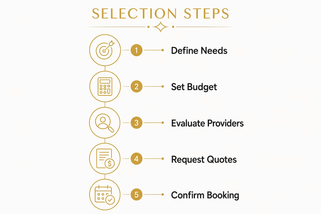 Infographic illustrating steps to select premium transport