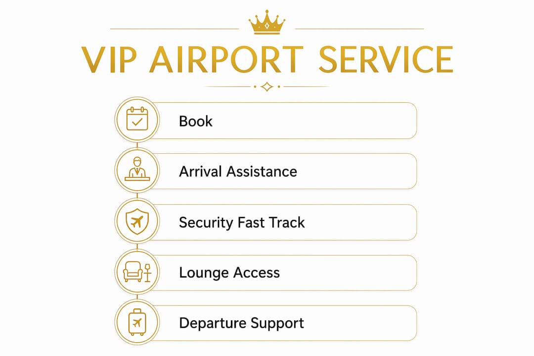 Infographic illustrating VIP airport service steps