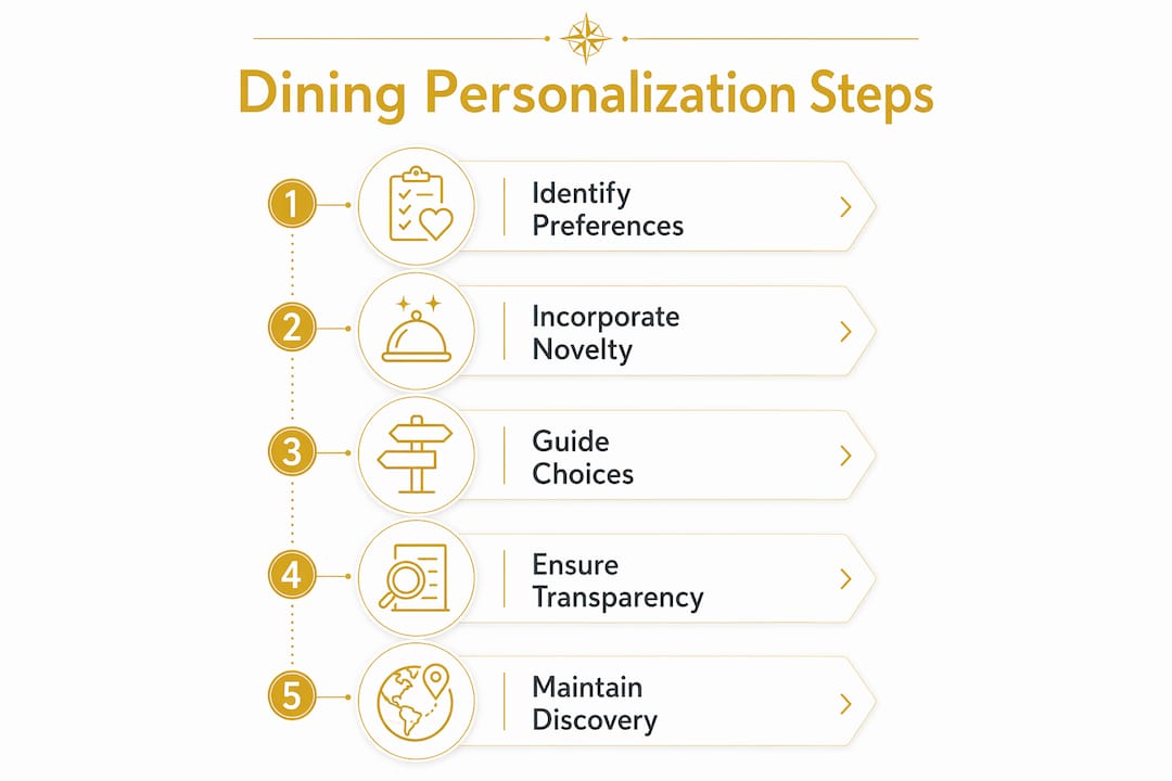 Infographic illustrating steps for dining personalization