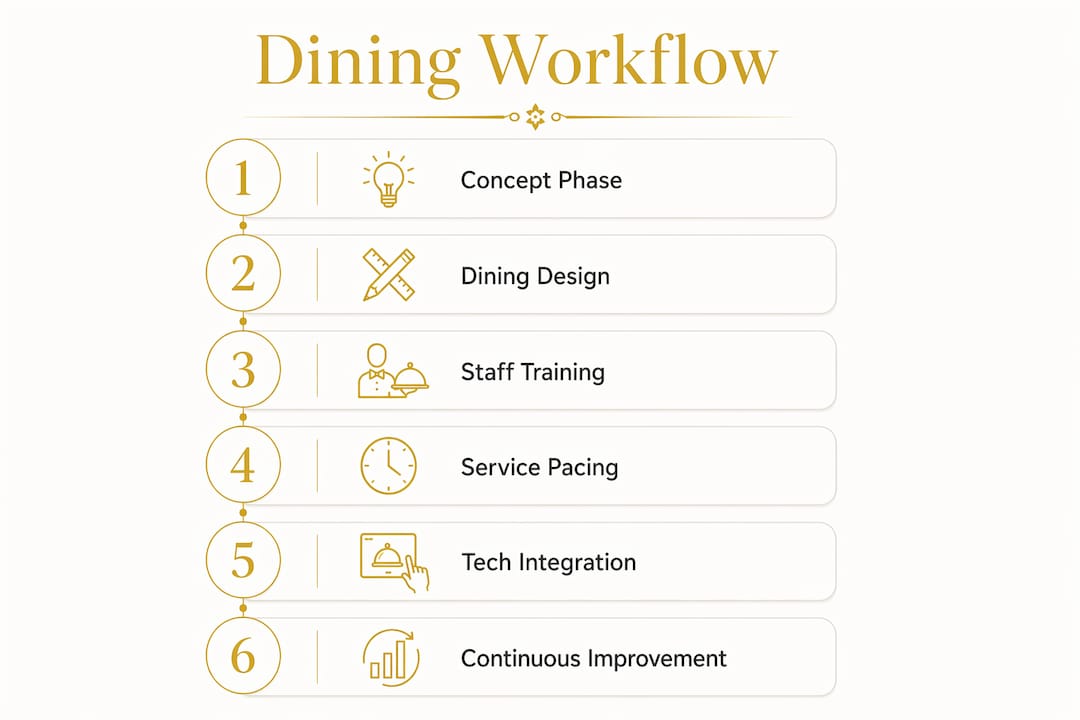 Infographic illustrating fine dining workflow steps