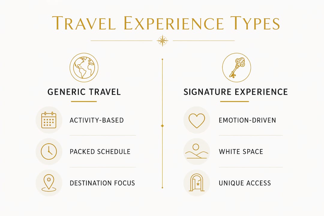 Infographic comparing generic and signature travel experiences