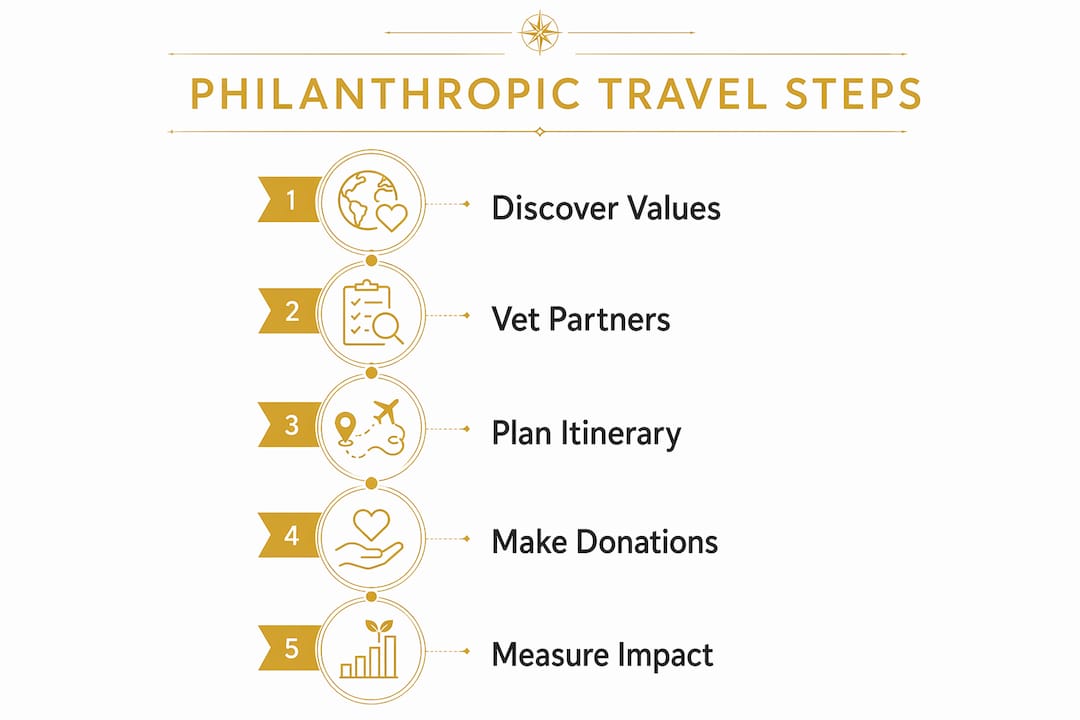 Infographic illustrating philanthropic luxury travel steps