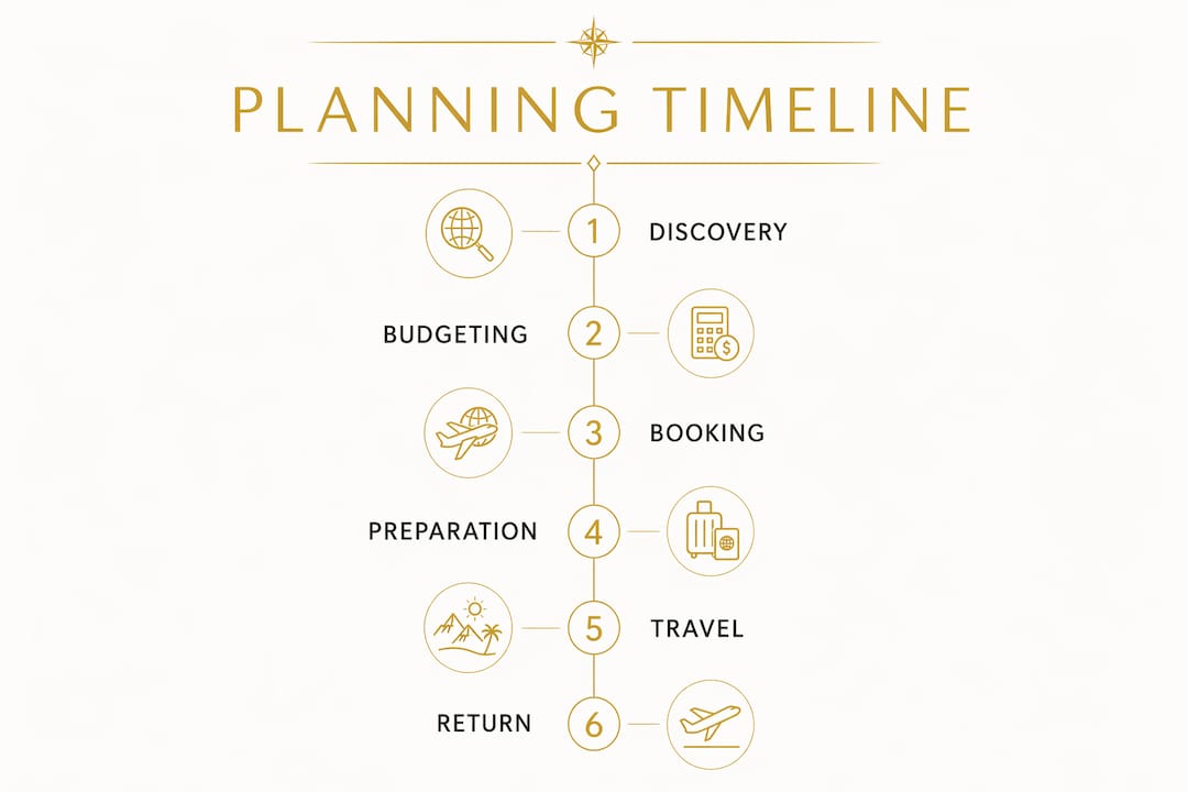 Infographic showing romance travel planning timeline