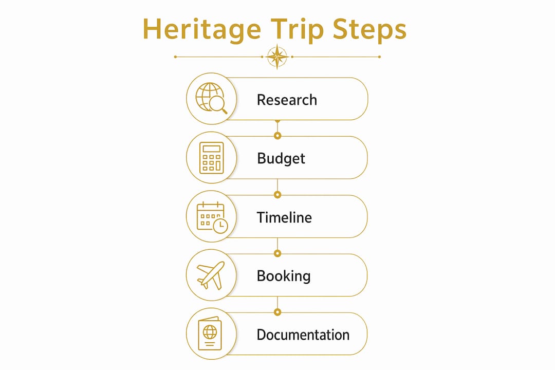 Infographic showing heritage trip planning steps
