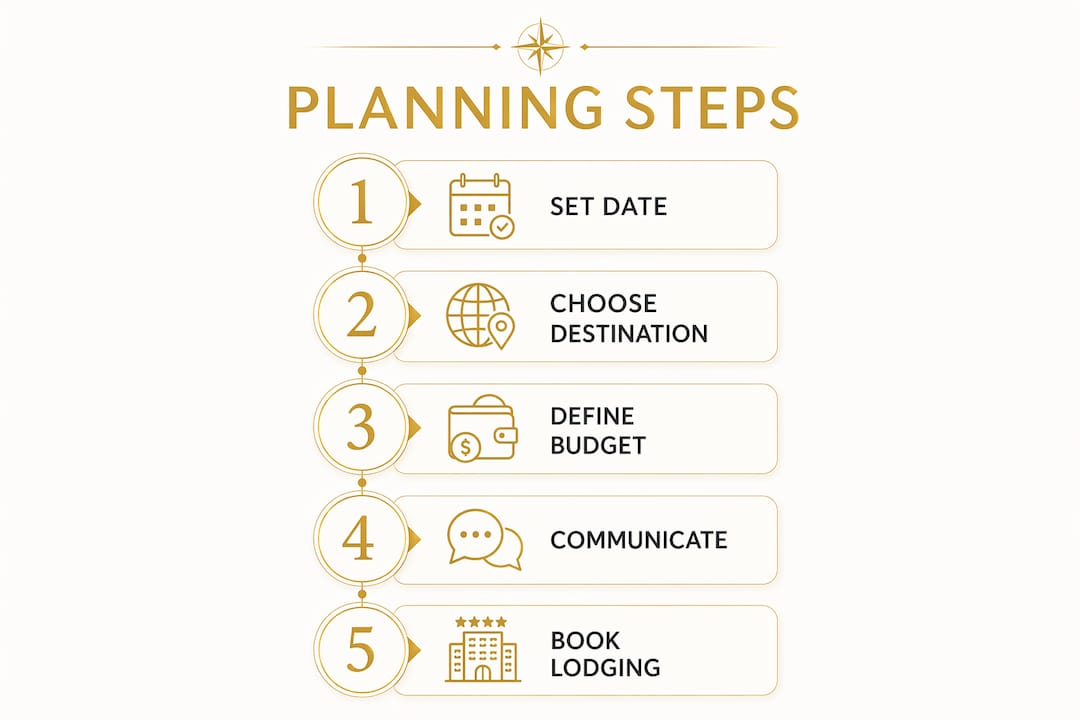 Infographic showing step-by-step trip planning