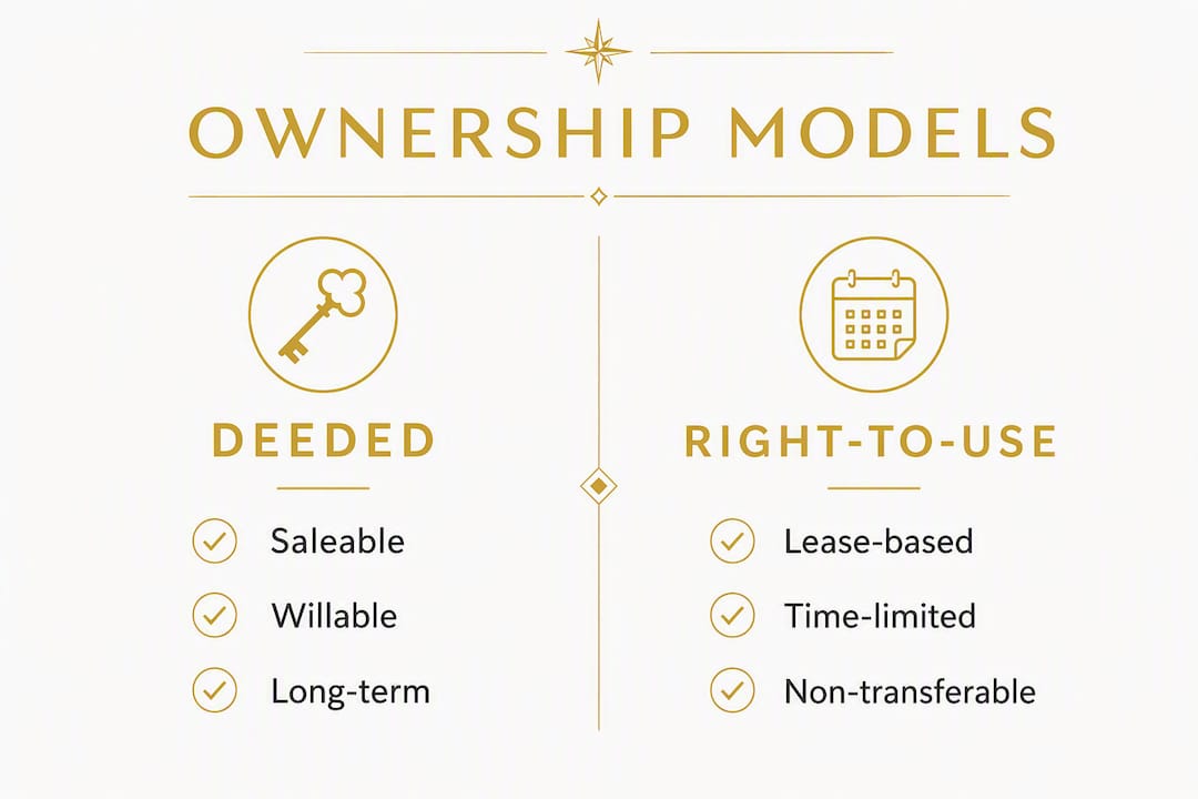 Infographic comparing deeded and right-to-use residence club ownership