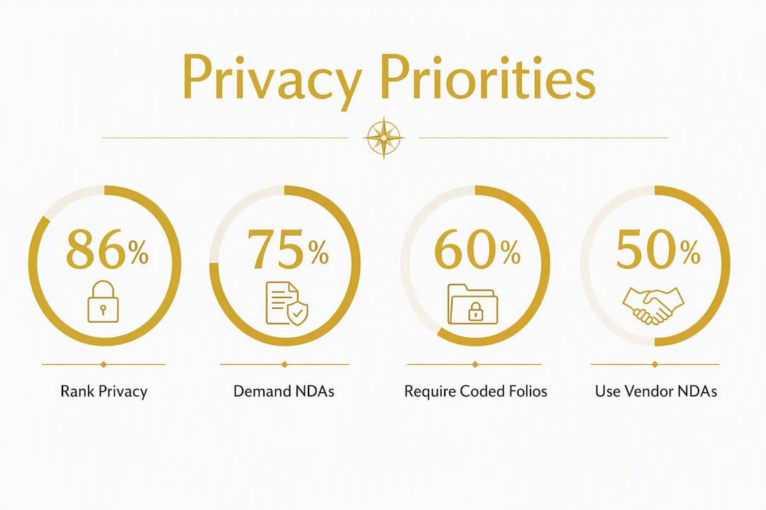 Infographic showing privacy priorities percentages for luxury queer travelers