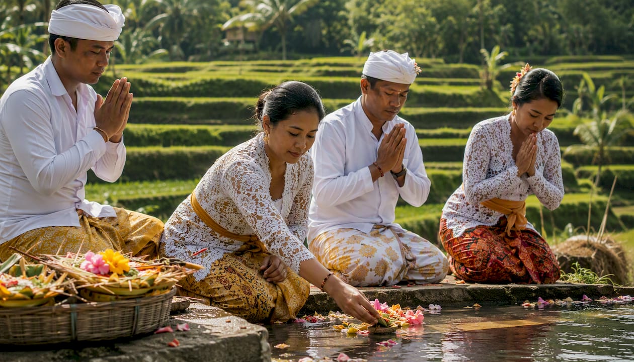 Balinese rice terrace ceremony ritual