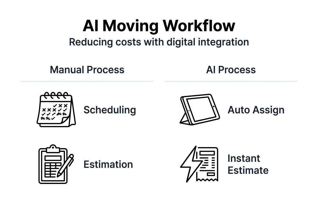 Infographic showing AI moving workflow comparison