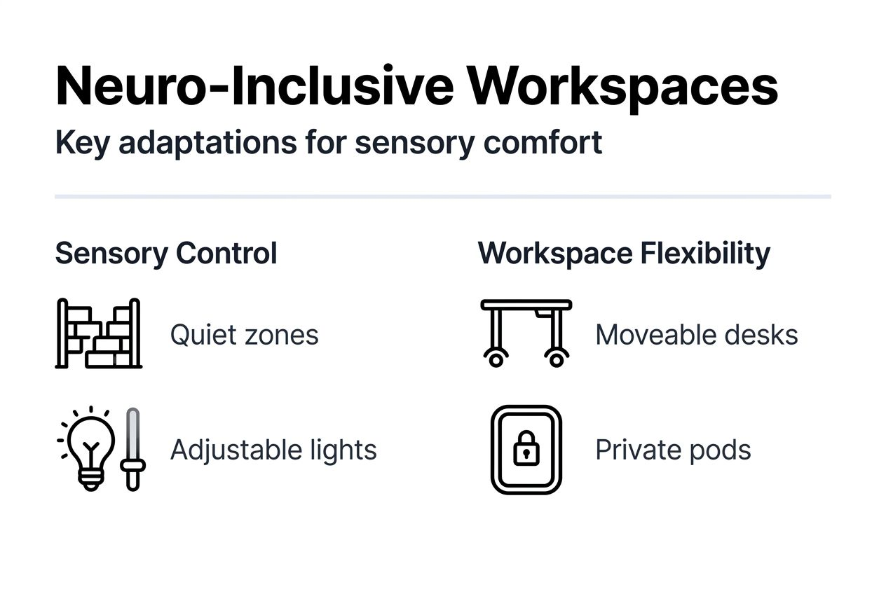 Infographic of neuro-inclusive workspace features