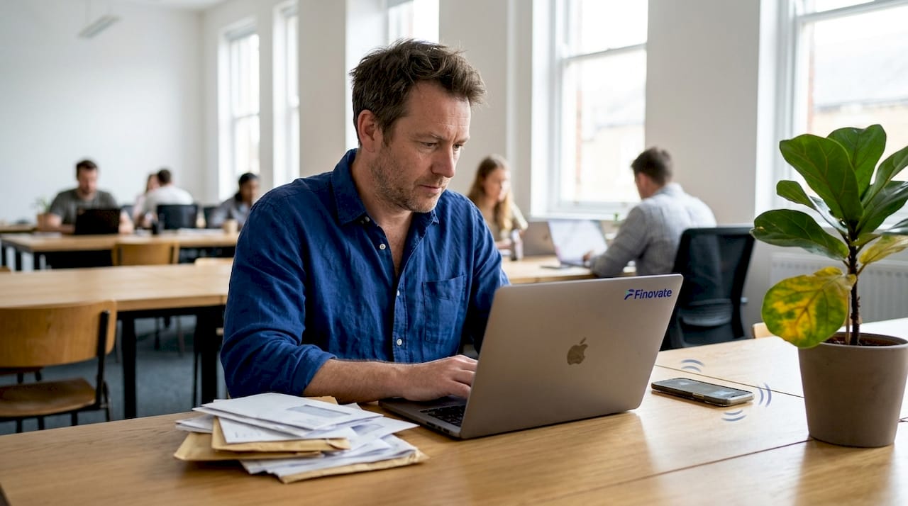 Bookkeeper checking automation dashboard in coworking space