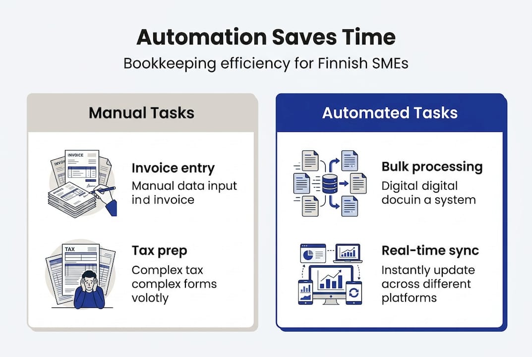 Infographic: manual versus automated bookkeeping tasks