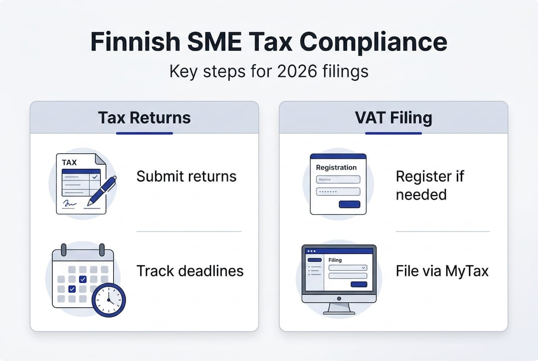 Infographic summarizing SME tax and VAT steps