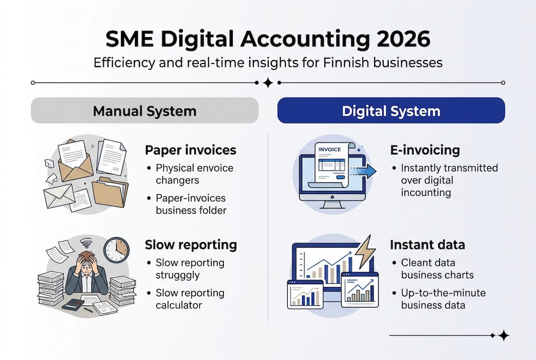 Infographic digital accounting manual versus digital