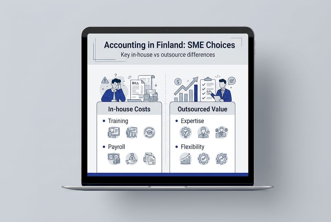 Infographic comparing in-house and outsourced accounting