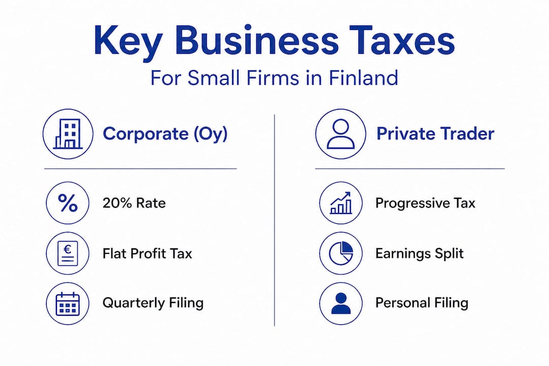 Infographic comparing Finnish small business tax types