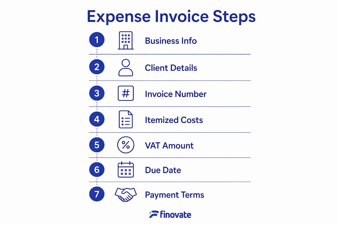 Infographic outlining expense invoicing steps in Finland