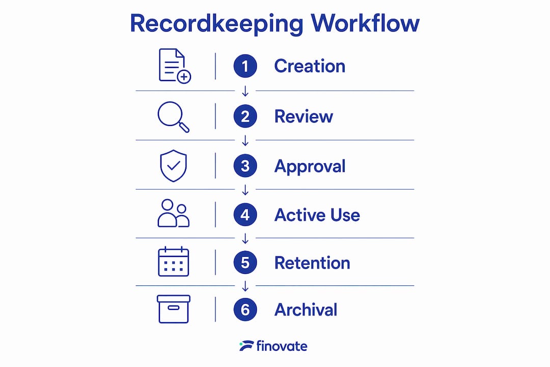 Infographic showing recordkeeping workflow stages