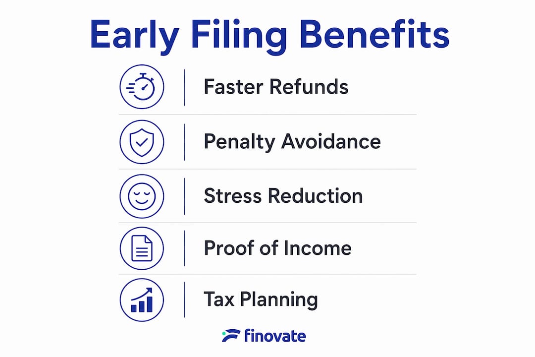 Infographic illustrating benefits of early tax filing