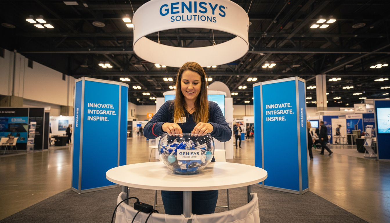 Modern trade show booth with eye-catching design