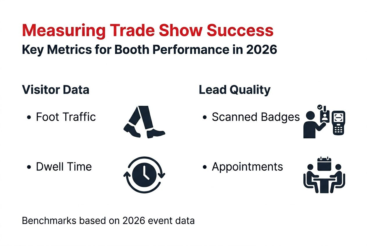 Infographic with trade show success metrics categories