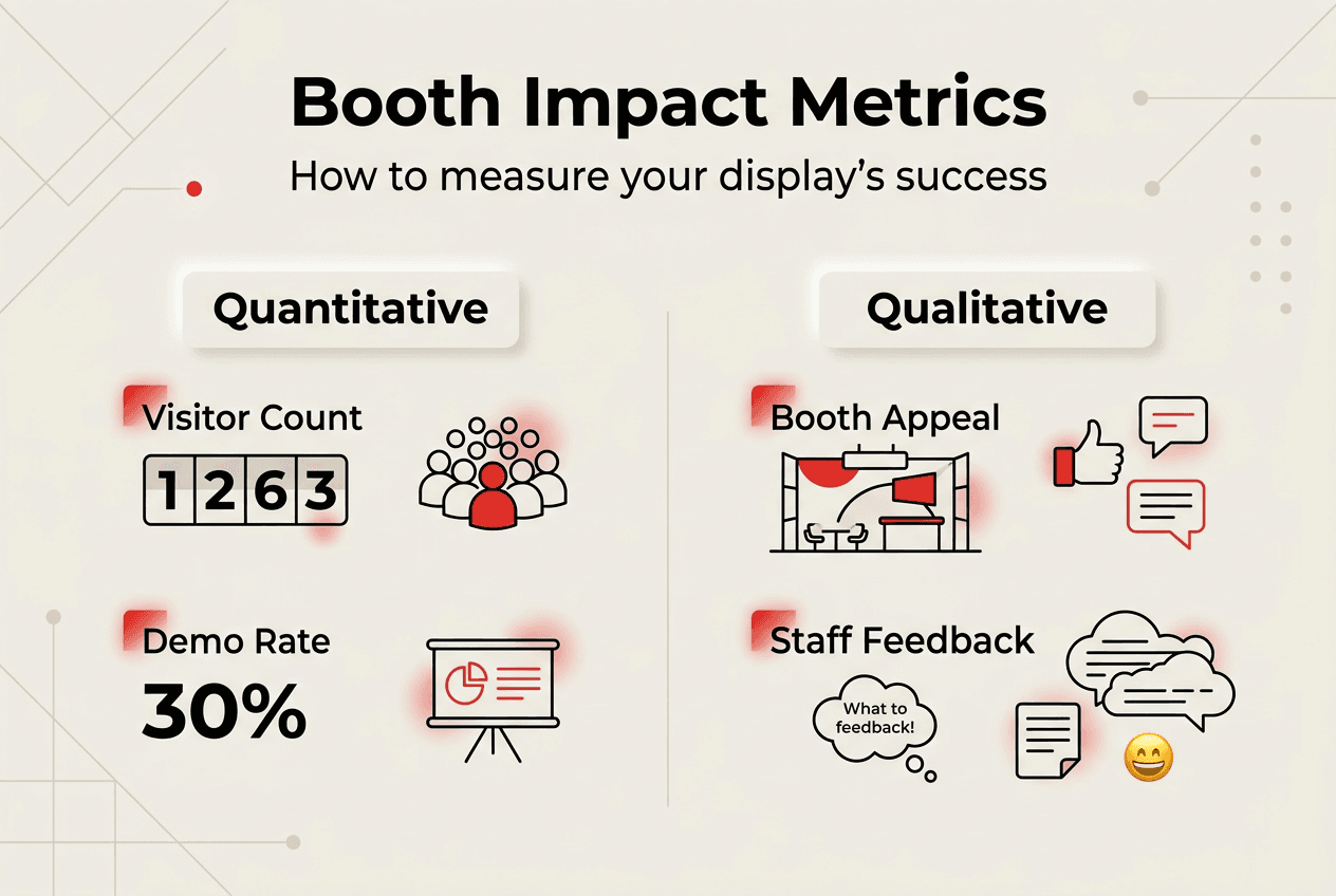 Infographic showing booth impact measurement metrics