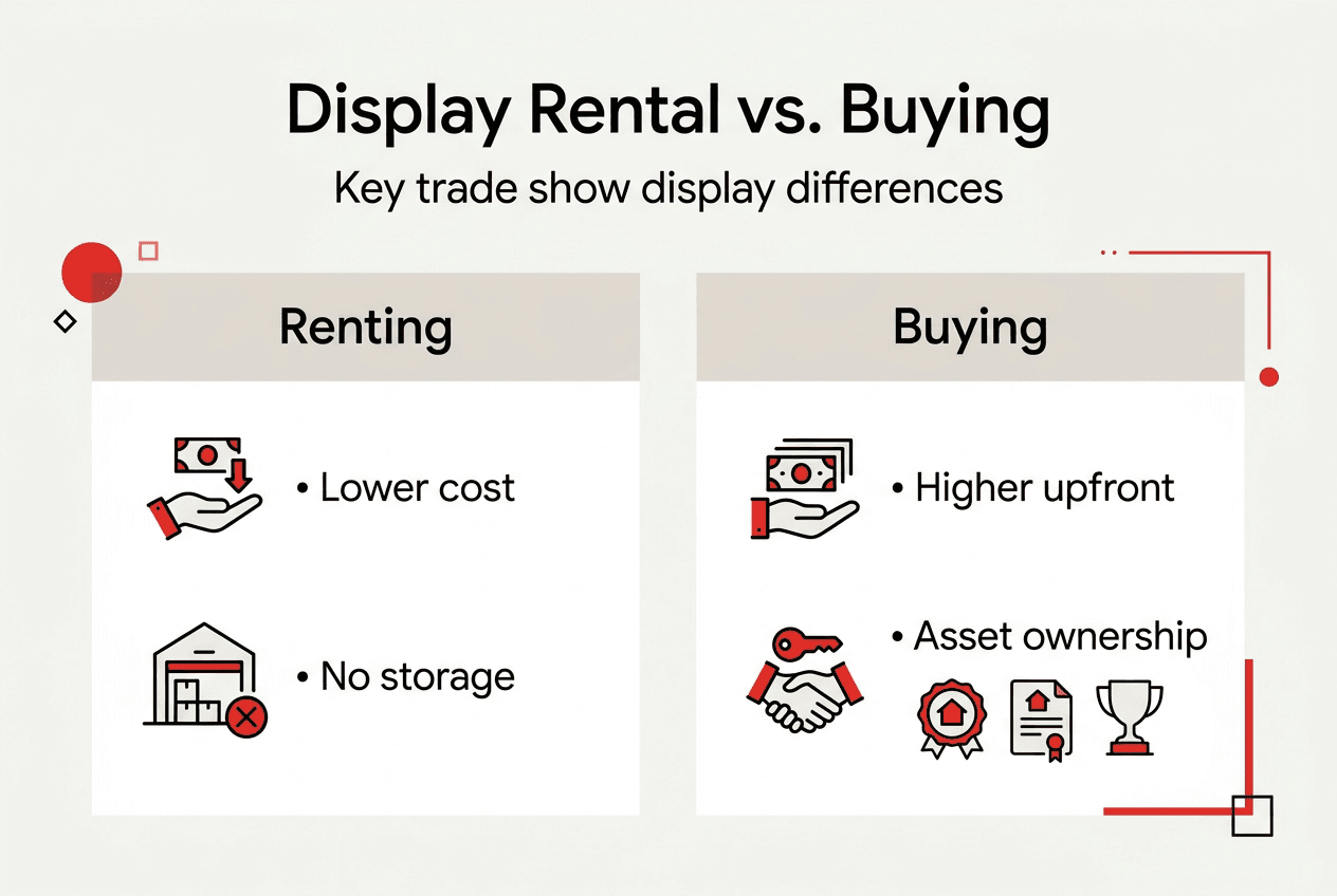 Infographic comparing renting versus buying displays